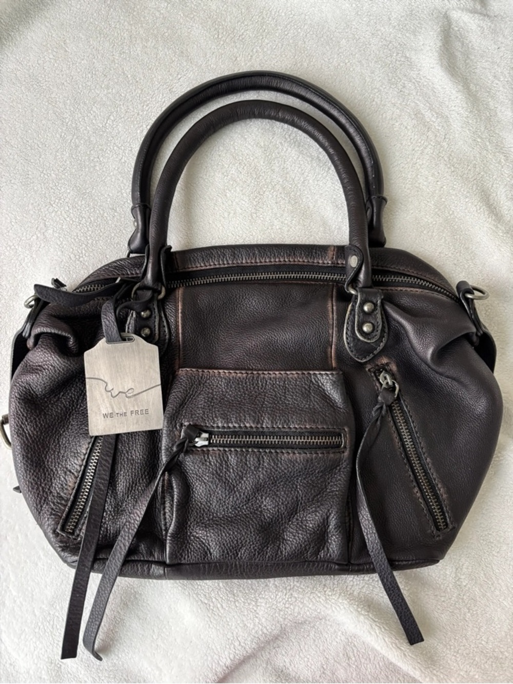 We The Free baby Emerson / deep brown pebbled leather satchel